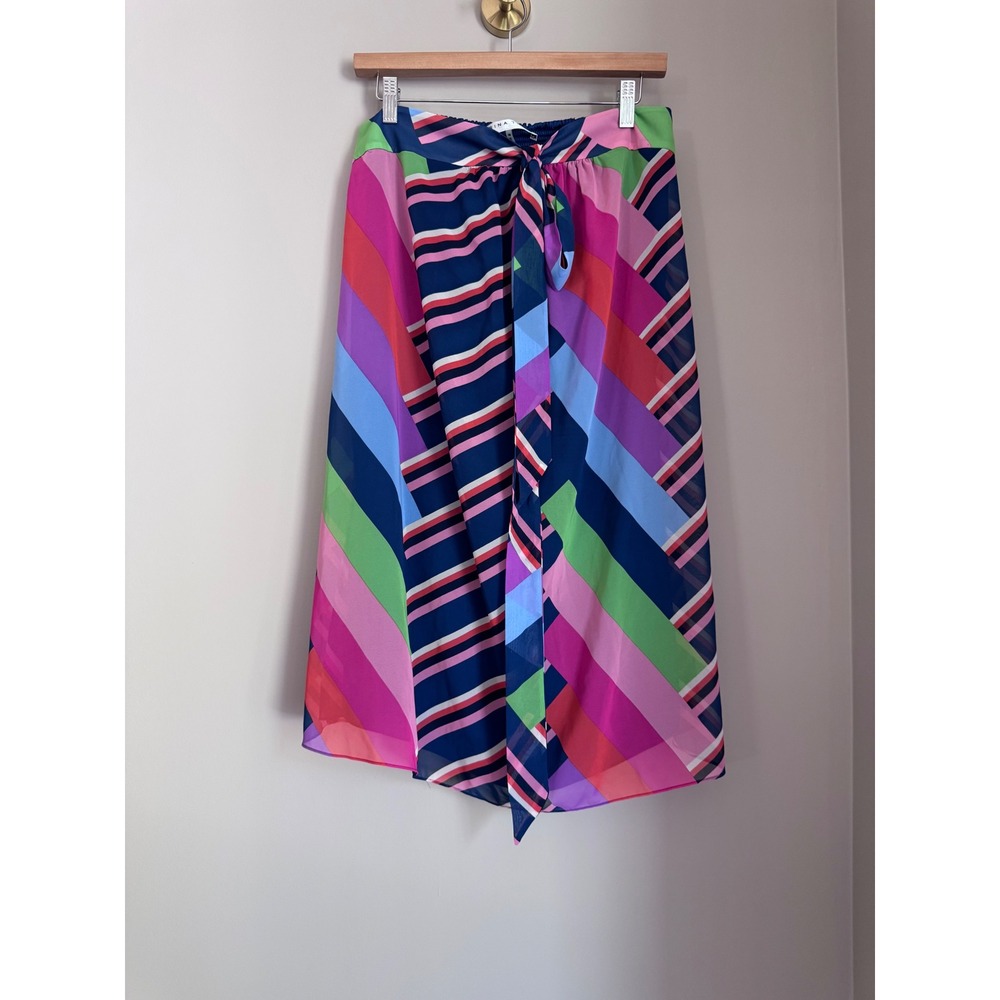 Trina Turk Women Multi Color Striped Chiffon Resort Skirt Medium 2201302PG1